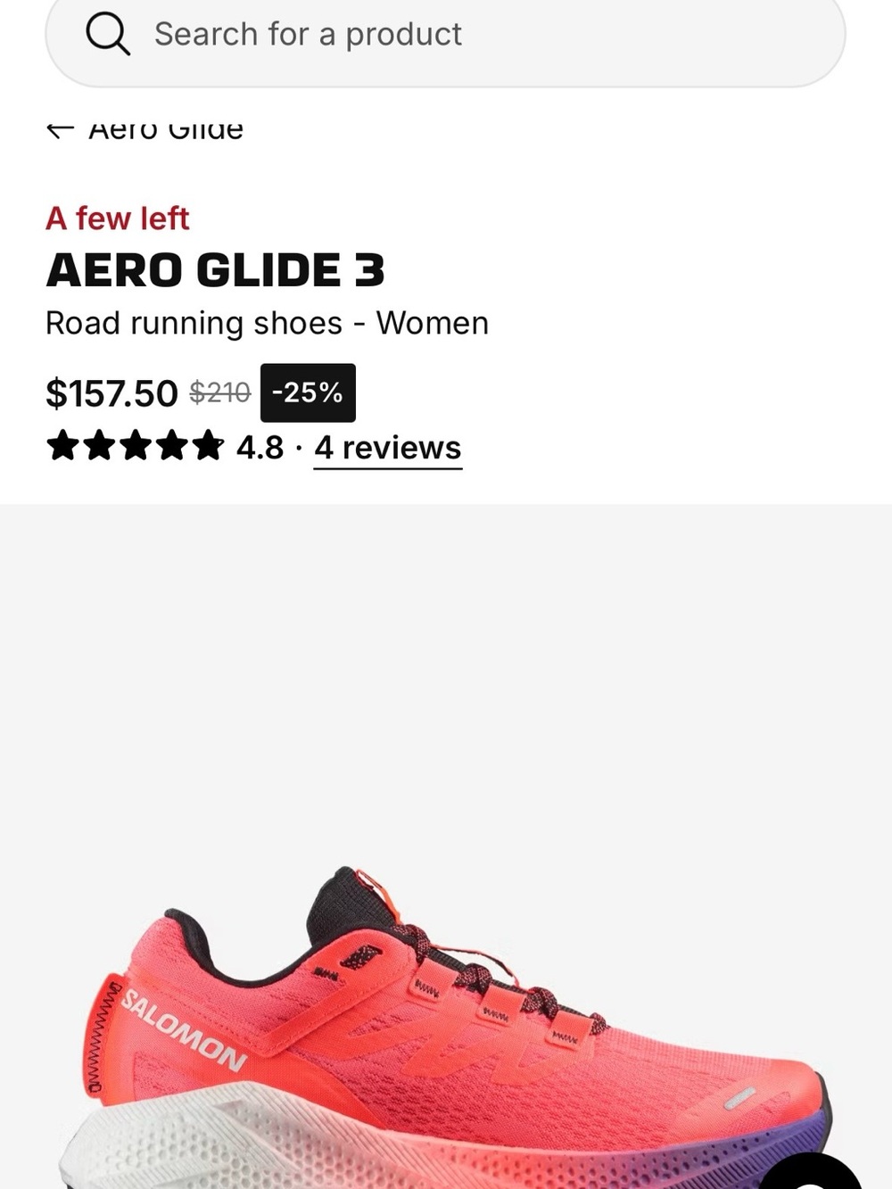 Salomon women's running shoes in coral and black